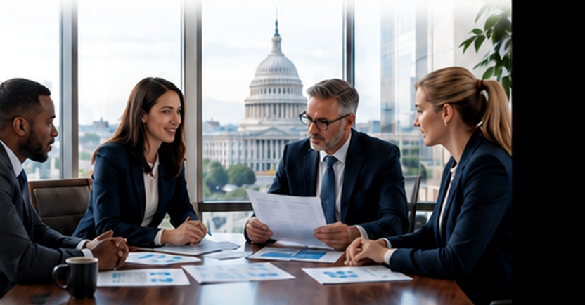 Boardroom discussion about federal opportunities